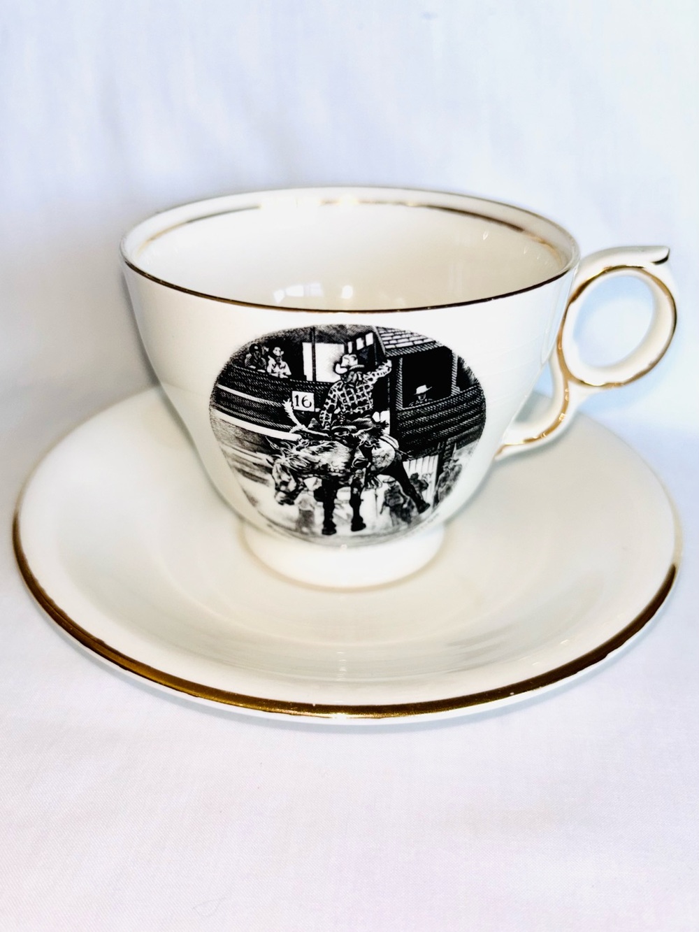 Vintage Royal Winton Calgary Stampede Cup & Saucer Bucking Horse Competition